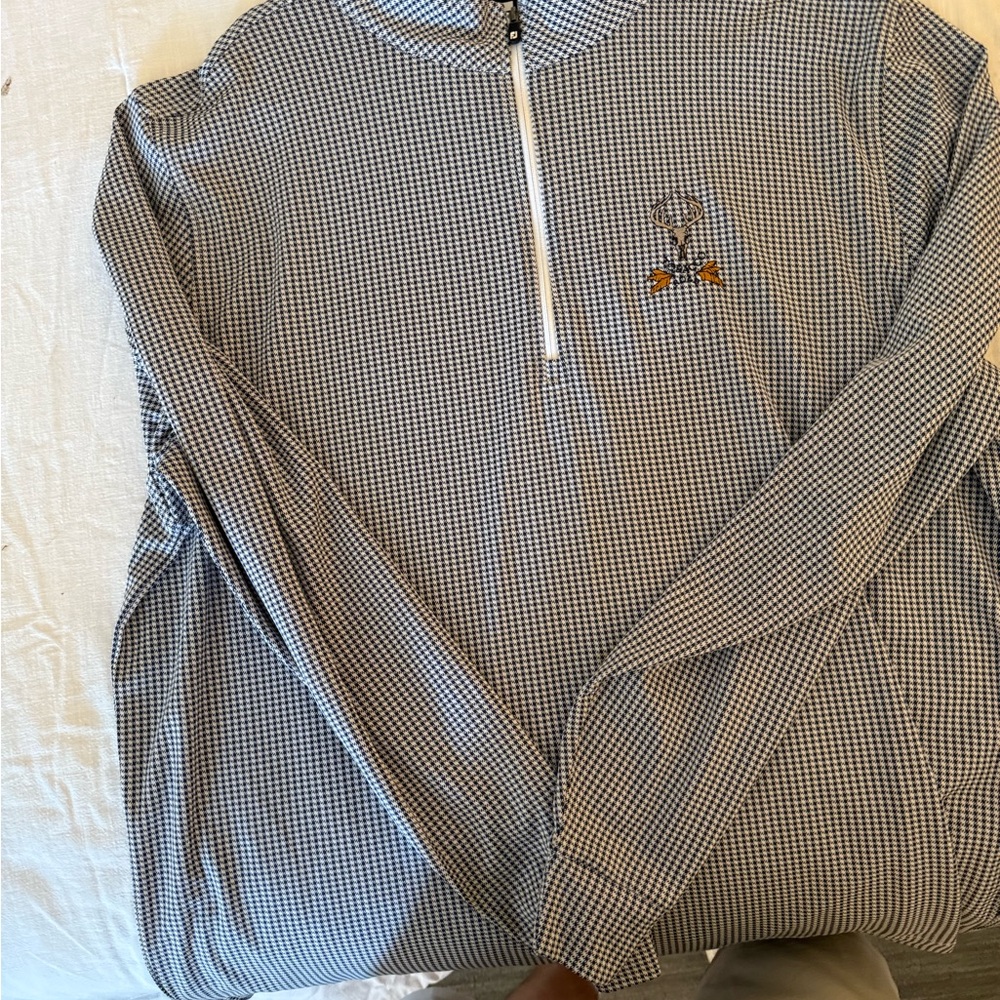 Men's Black and White Checkered Sweater